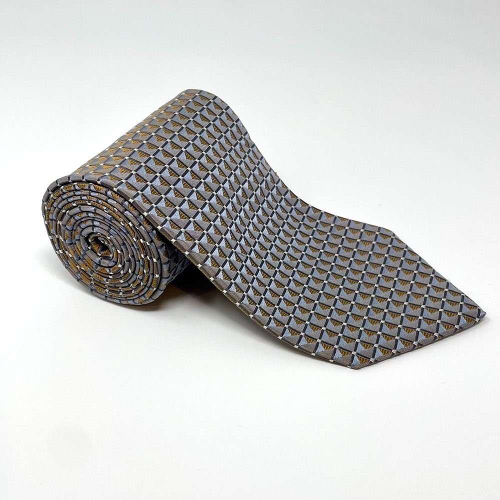 Robert Talbot Studio Tie Multicolor Geometric 100% Silk Handmade Men's Necktie
